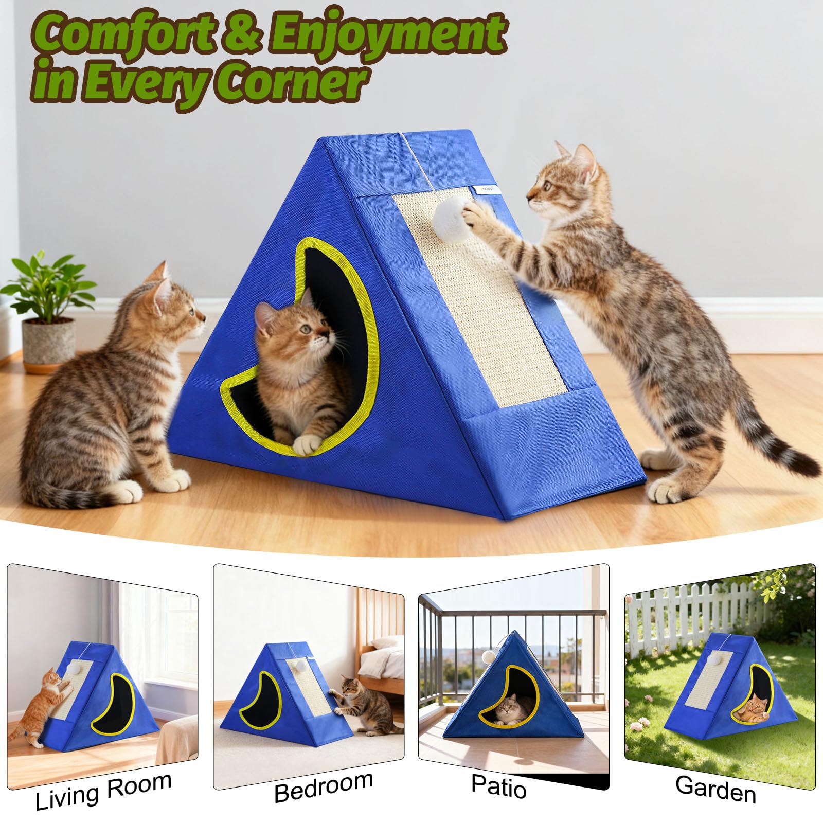 YKUBOT Upgraded Cat Scratcher House portable and durable for home or travel.