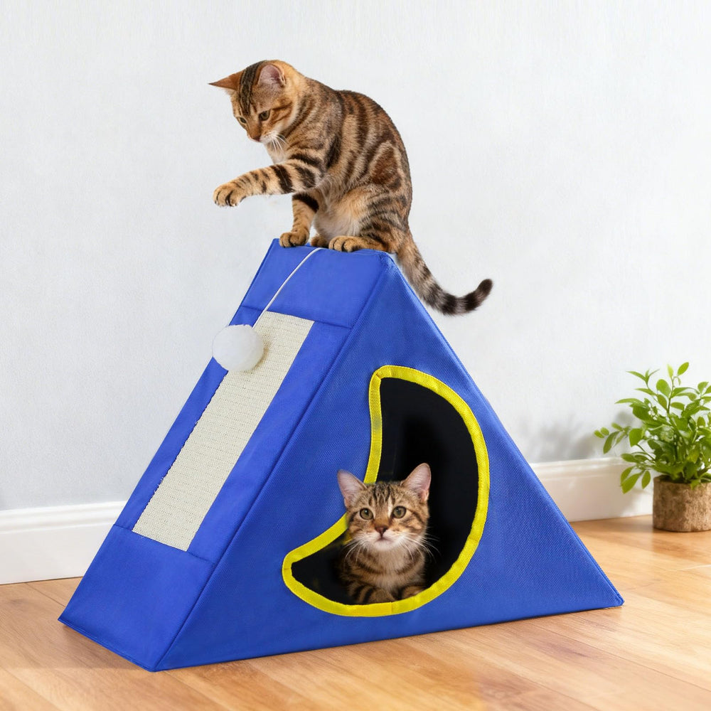 YKUBOT Upgraded Cat Scratcher House sisal texture satisfies scratching instinct.