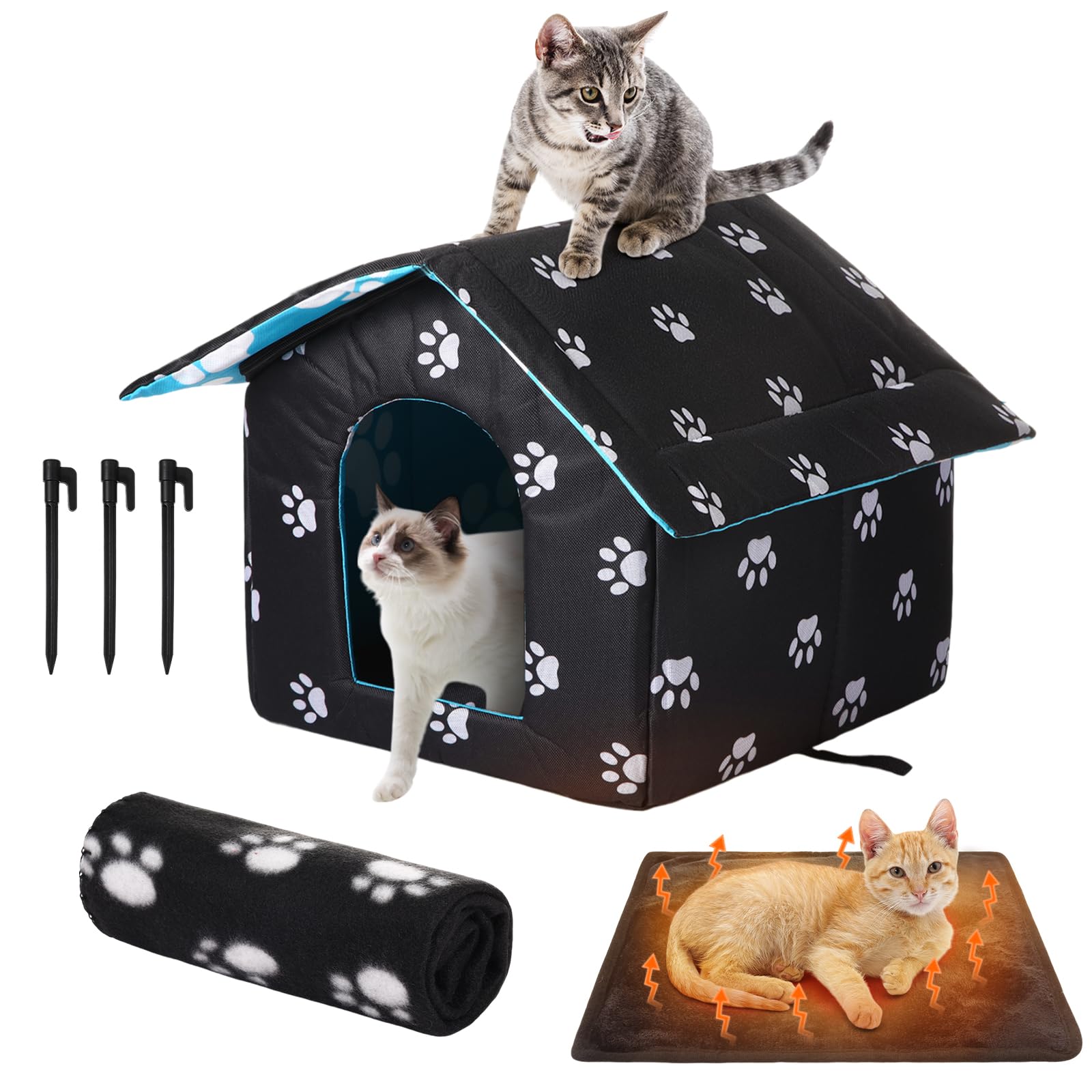 Ylinge outdoor cat house foldable, portable shelter for cats and small dogs.