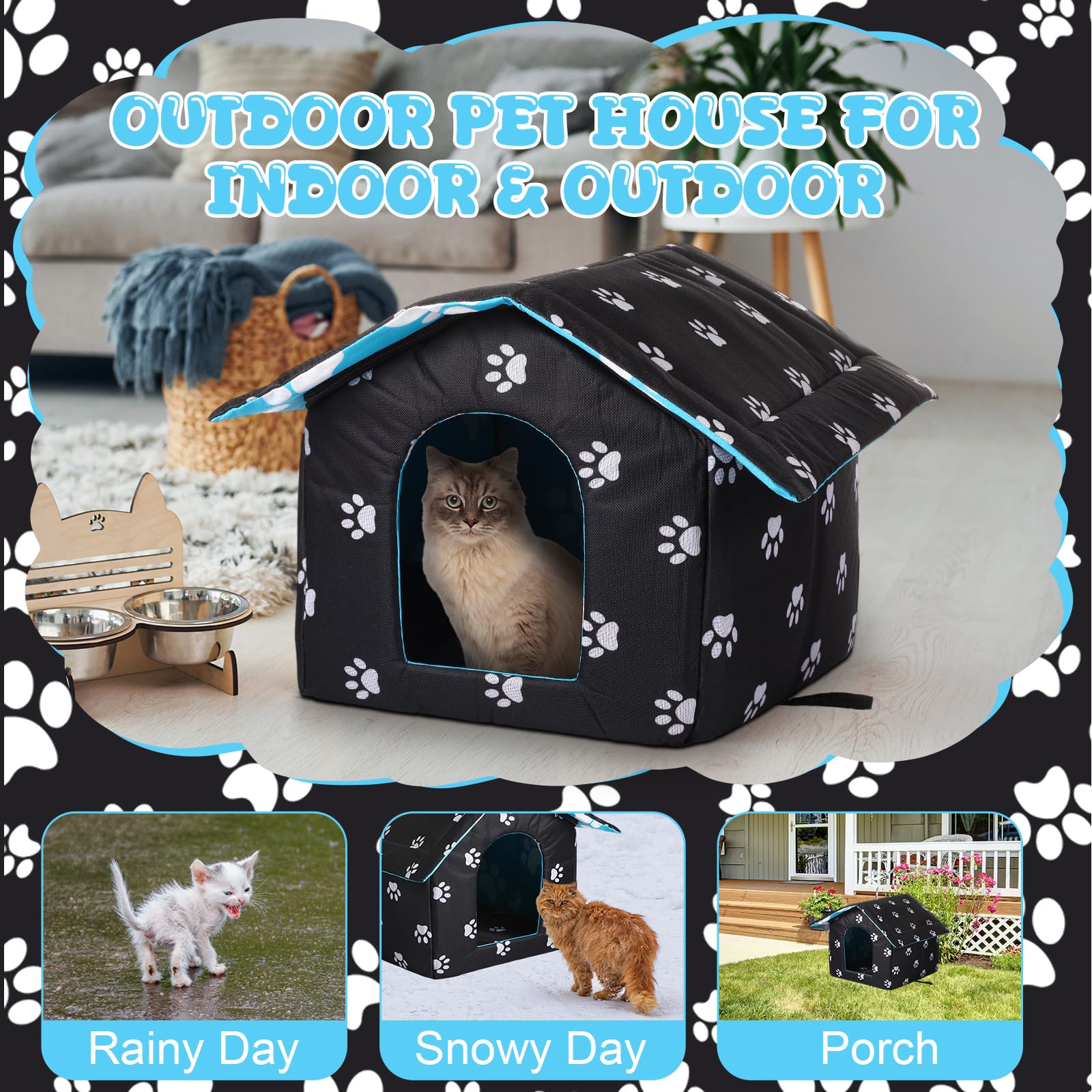 Ylinge outdoor cat house porch-use demonstrates versatile outdoor placement.