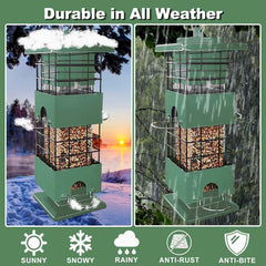 YLTIMER bird feeder 3lb capacity green shows ample seed storage