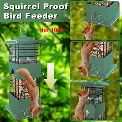 YLTIMER bird feeder heavy-duty metal green side view showing durability