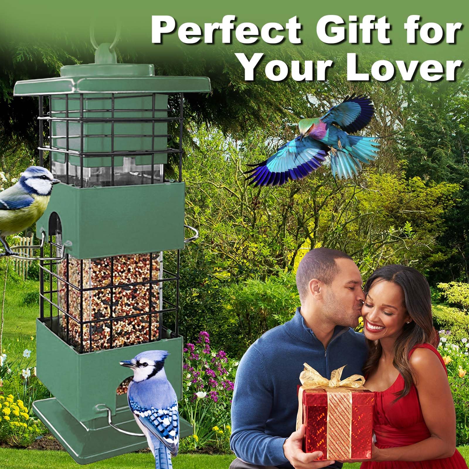 YLTIMER bird feeder top cover lock green prevents unwanted access