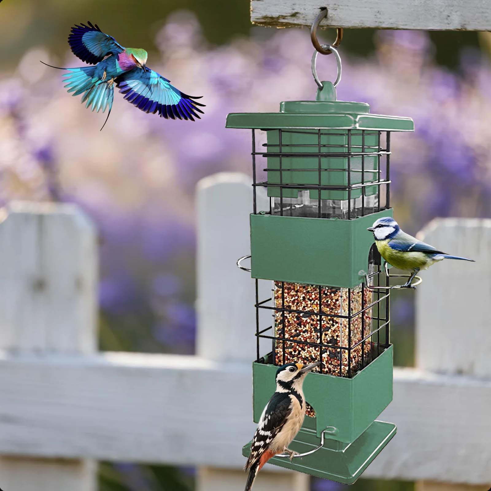 YLTIMER bird feeder waterproof window green easy seed level monitoring