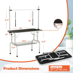 ynhunreth 46-inch dog grooming table during assembly demonstrates quick home setup.