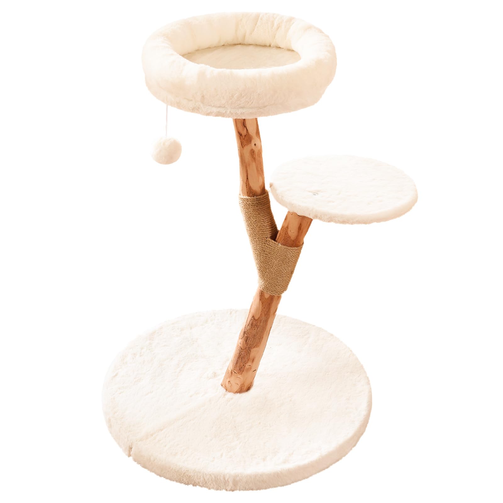 YOCAN modern cat tree tower with natural wood posts adds stylish, sturdy indoor furniture for cats