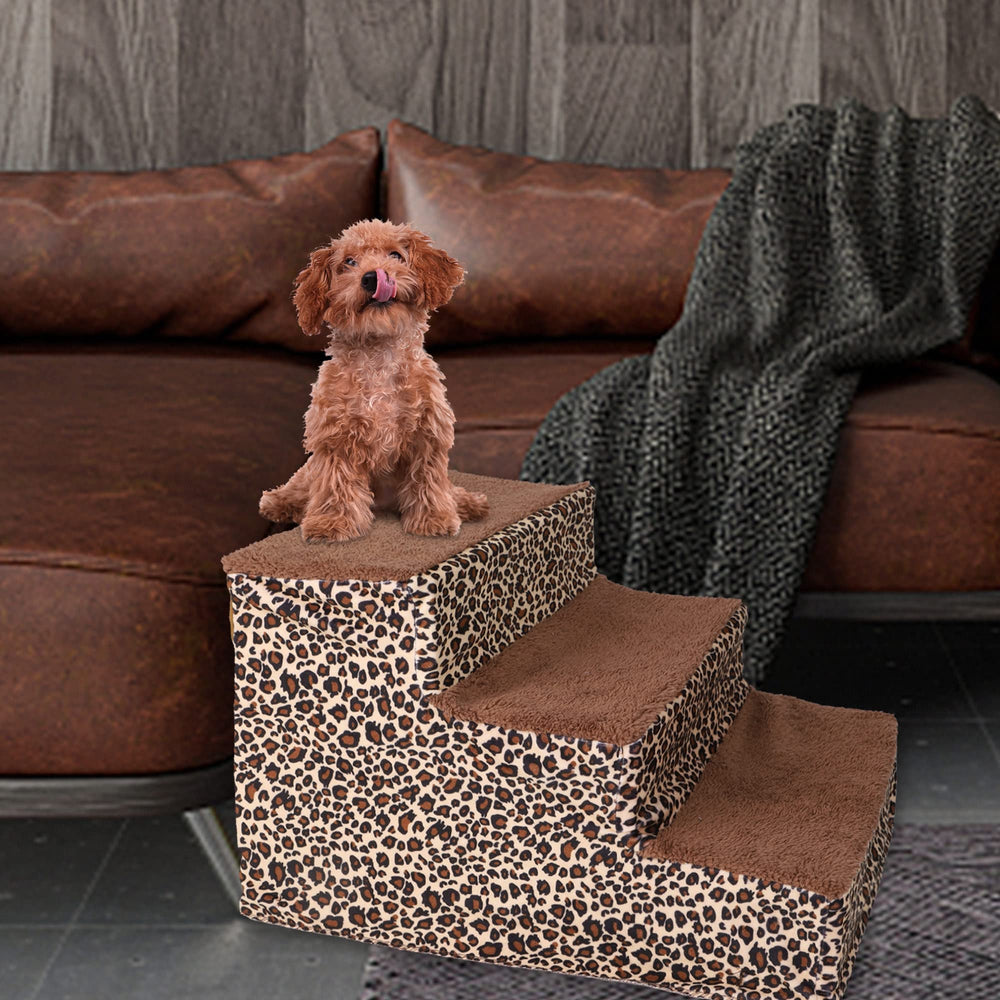 YOFIT Doggy Steps dog-on-sofa demonstrates convenient furniture access for naps.