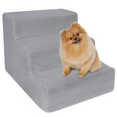 YOFIT Doggy Steps non-slip gray three-step stairs improve pet access to furniture.