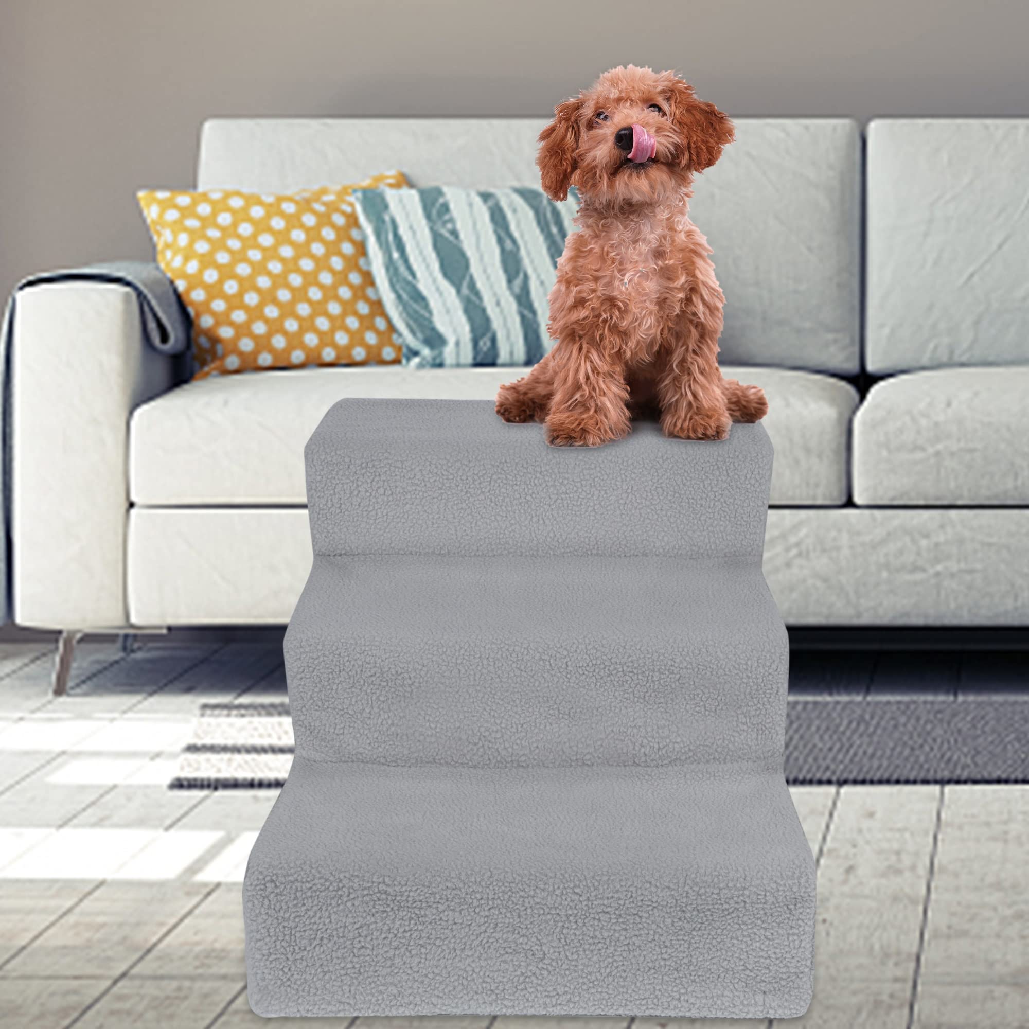 YOFIT Doggy Steps supports pets up to 50 lbs for small to medium companions.