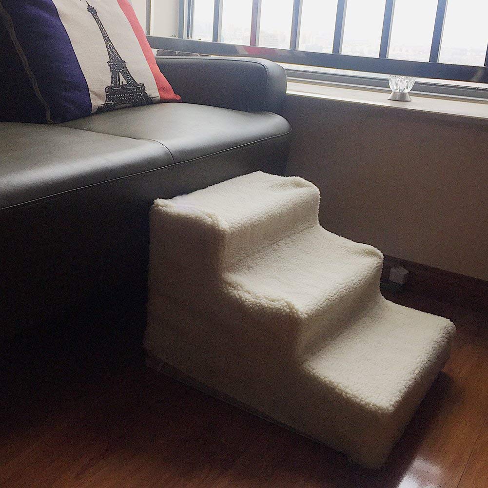 YOFIT Doggy Steps on tile floor helps pets reach beds with ease.