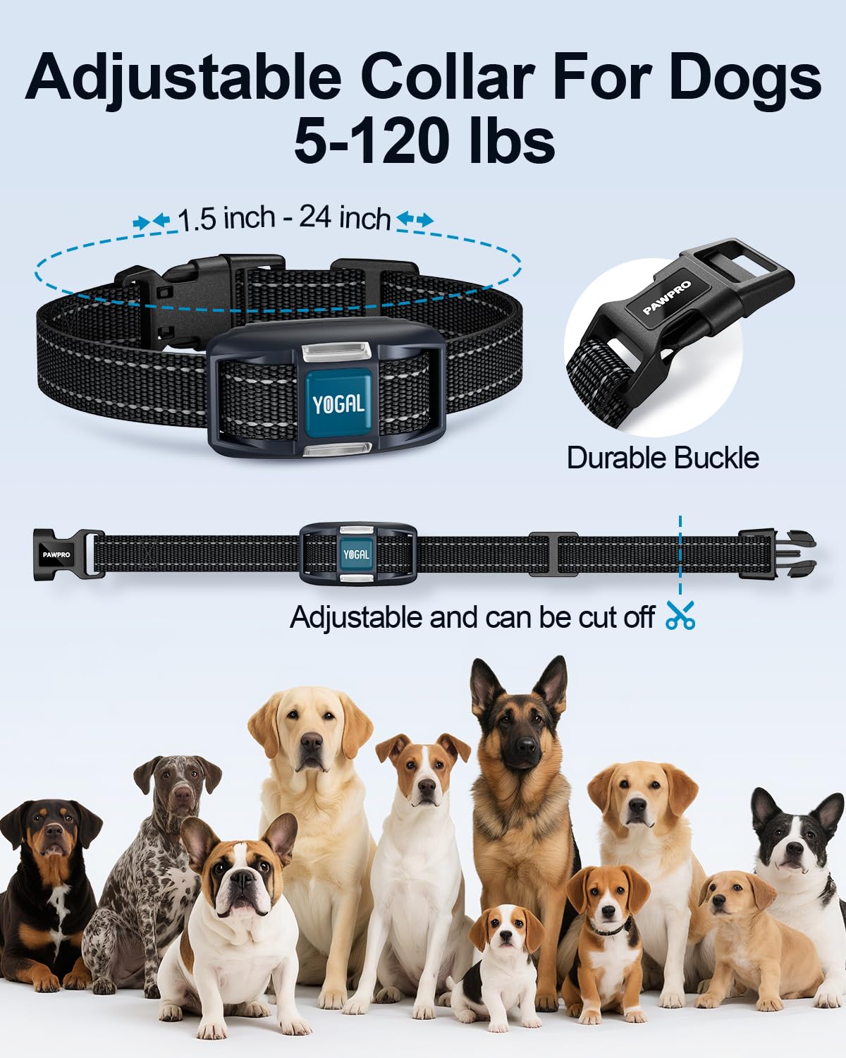 YOGAL neck size range 7 8 24 4 inches fits all dogs