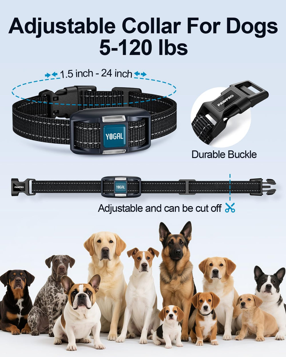 YOGAL neck size range 7 8 24 4 inches fits all dogs