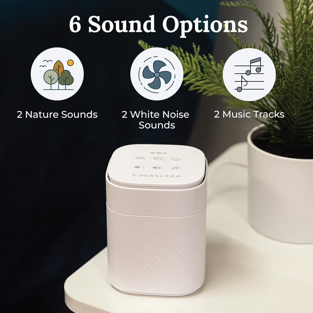 Yogasleep Pawzz six sound options including Gentle Surf and Stream for pets