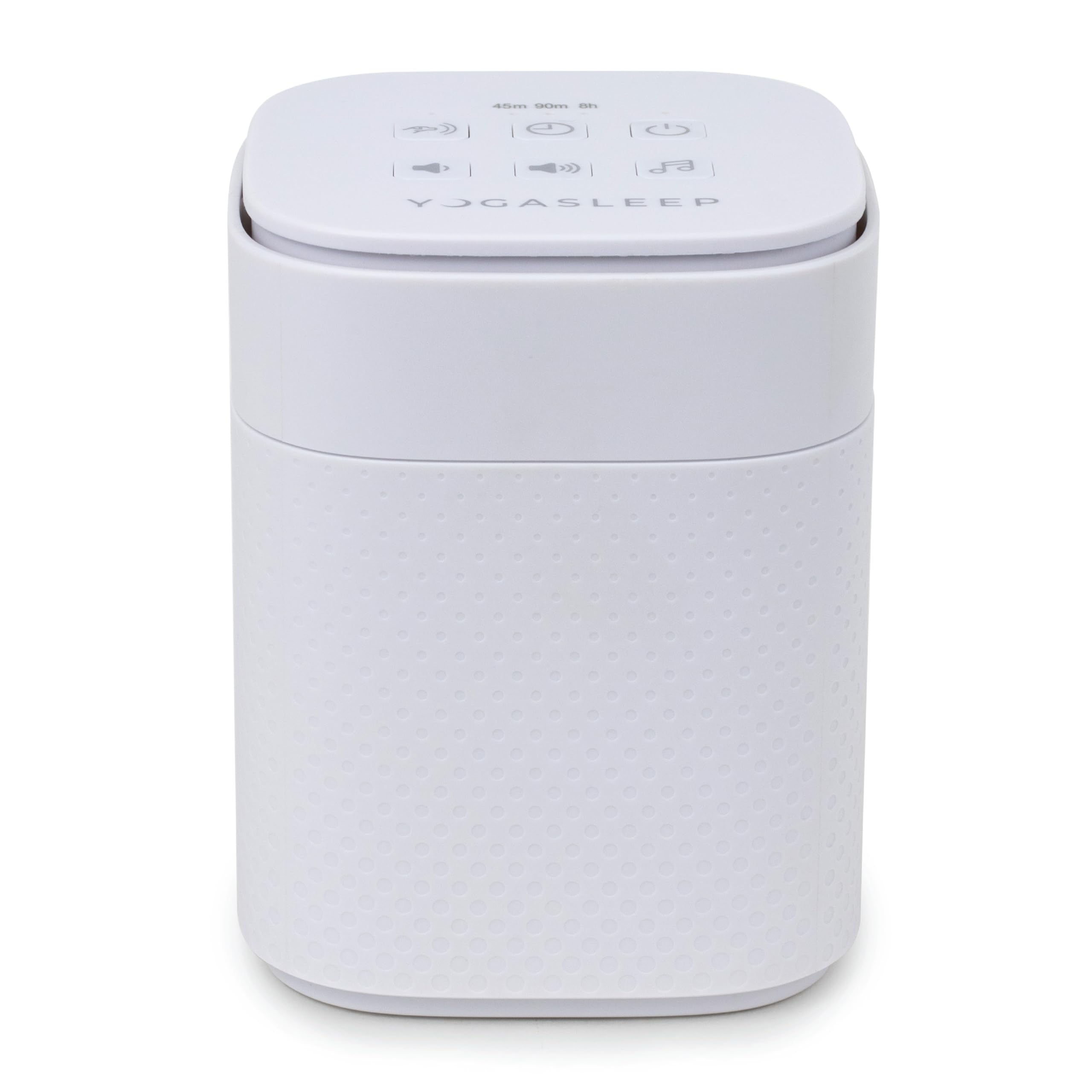 Yogasleep Pawzz white noise machine front view helps dogs relax by masking outside noises