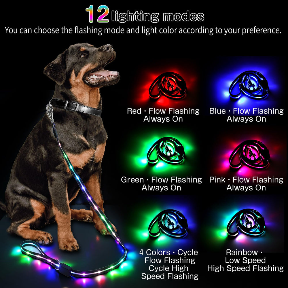 Yoheueoa led-dog-leash-soft-silicone-handle offers comfortable grip and easy cleaning.