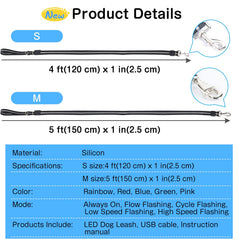 Yoheueoa led-dog-leash-12-modes-colors offers versatile options for night visibility.