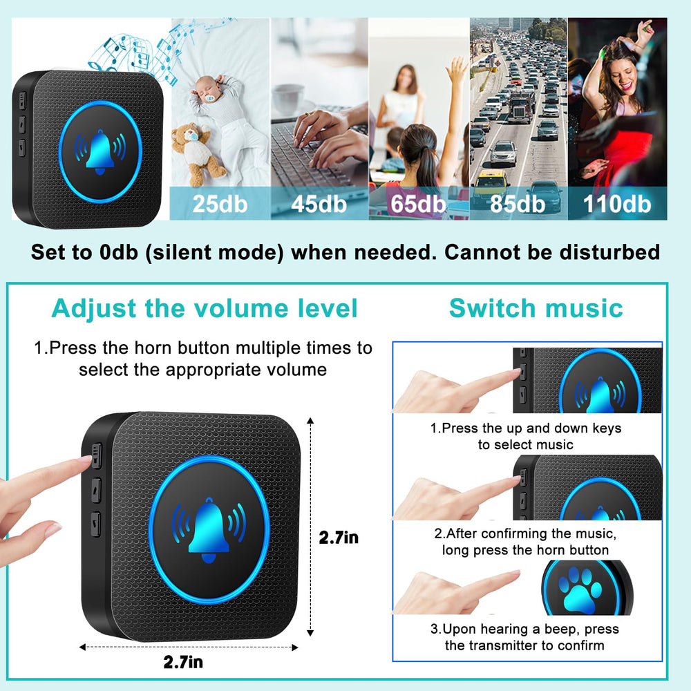 Yoiilifee dog doorbell 60 melodies for customizable chimes