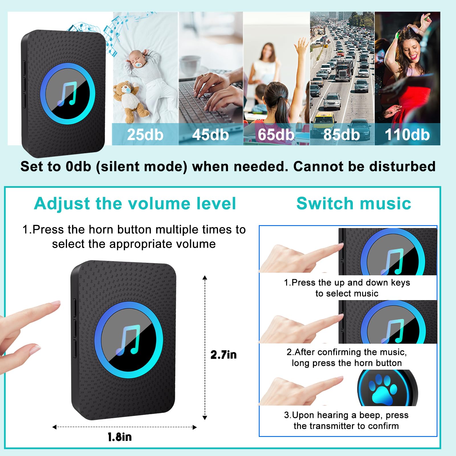 Yoiilifee dog doorbell velcro-installation emphasizes tool-free, wall-friendly setup.