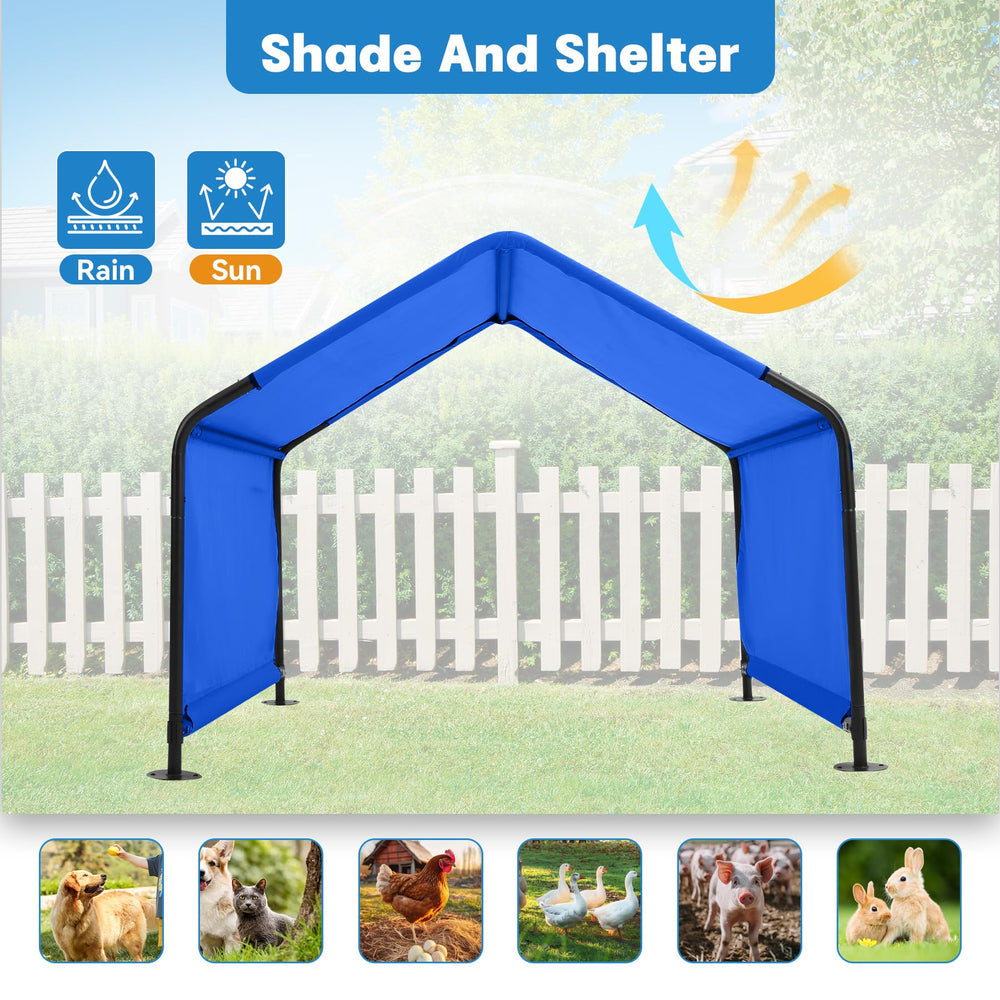 Yokaniwa dog shade shelter powder-coated steel frame resists rust.
