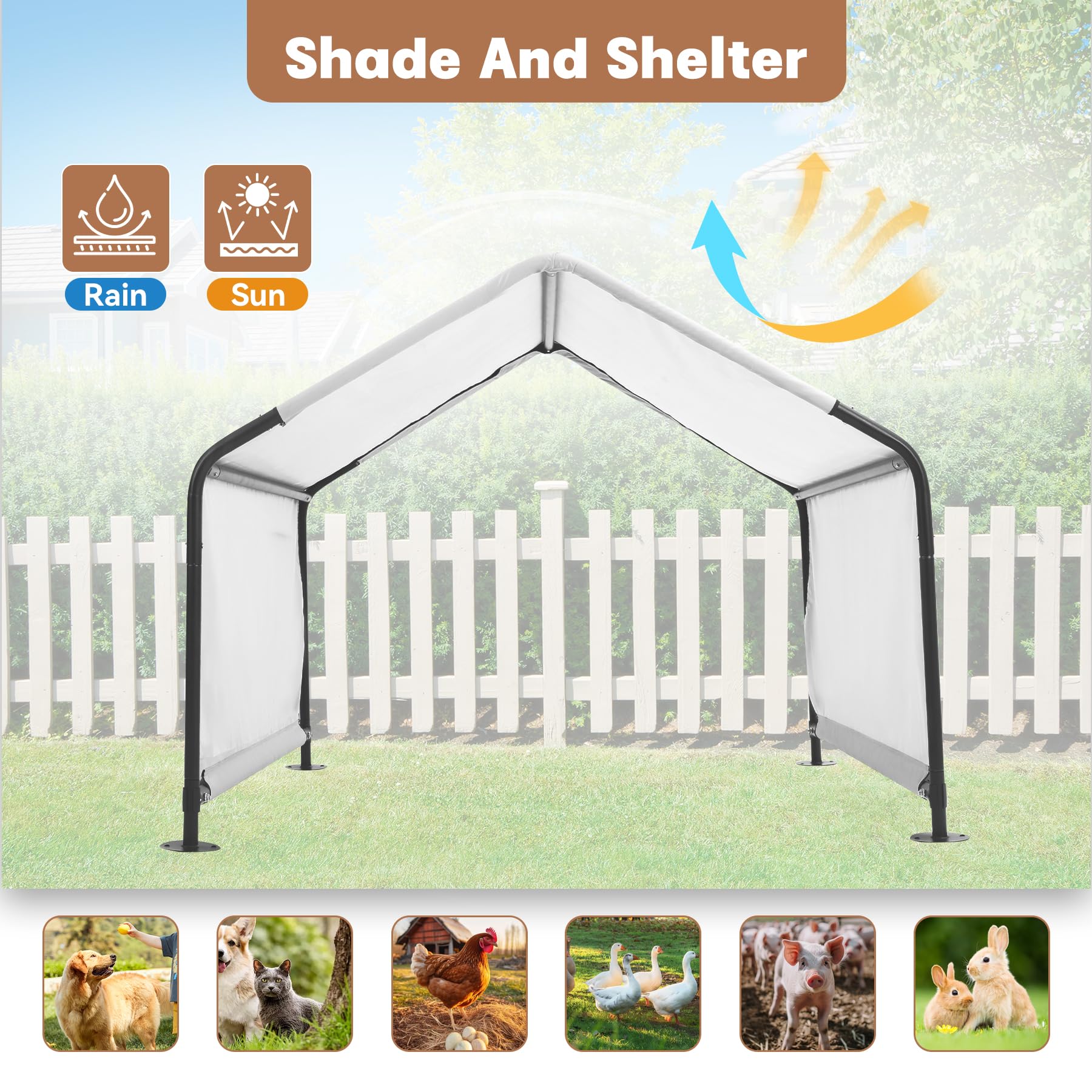 Yokaniwa shade shelter side view showing ventilation and spacious interior