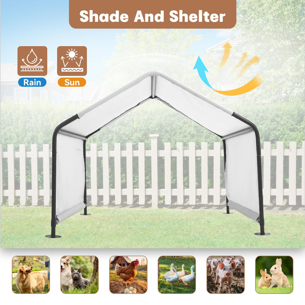 Yokaniwa shade shelter side view showing ventilation and spacious interior