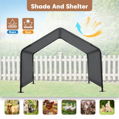 Yokaniwa dog shade shelter side view shows airflow for cooling outdoors.