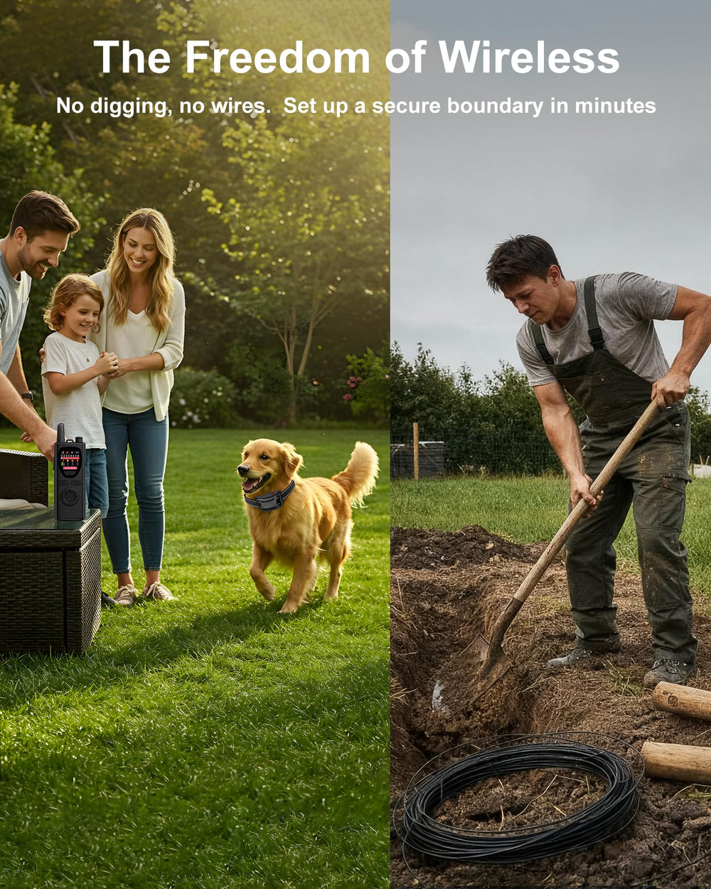 Yolesty fence collar training mode demonstrates remote correction for better behavior.