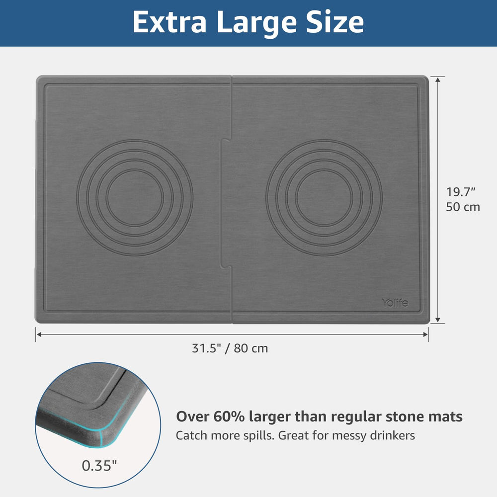 Yolife fast-absorbent diatomaceous earth mat absorbs water instantly.
