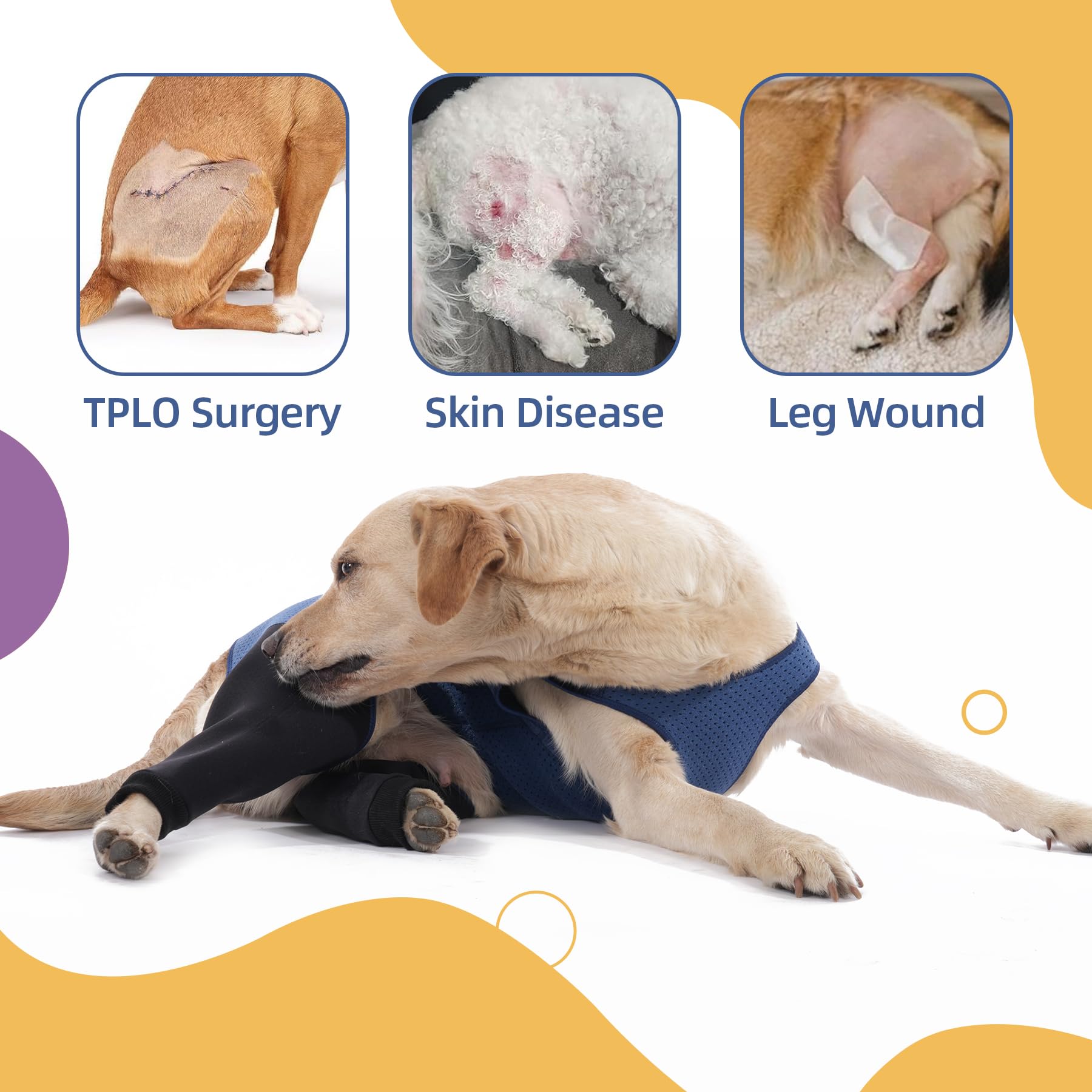 Yoneba dog recovery sleeve breathable design promotes airflow during healing.
