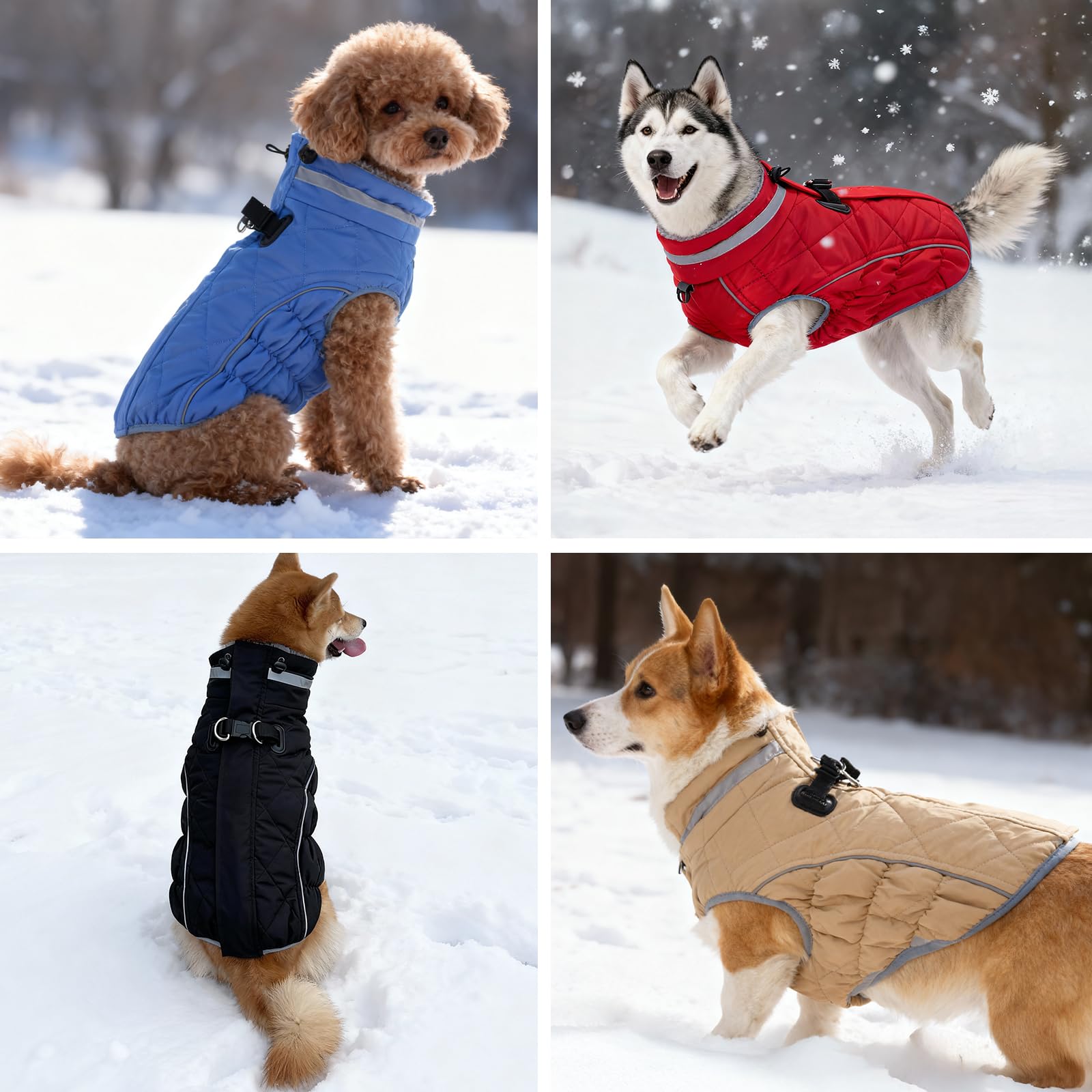 Yoochee dog coat built-in harness D-rings simplify leash setup.