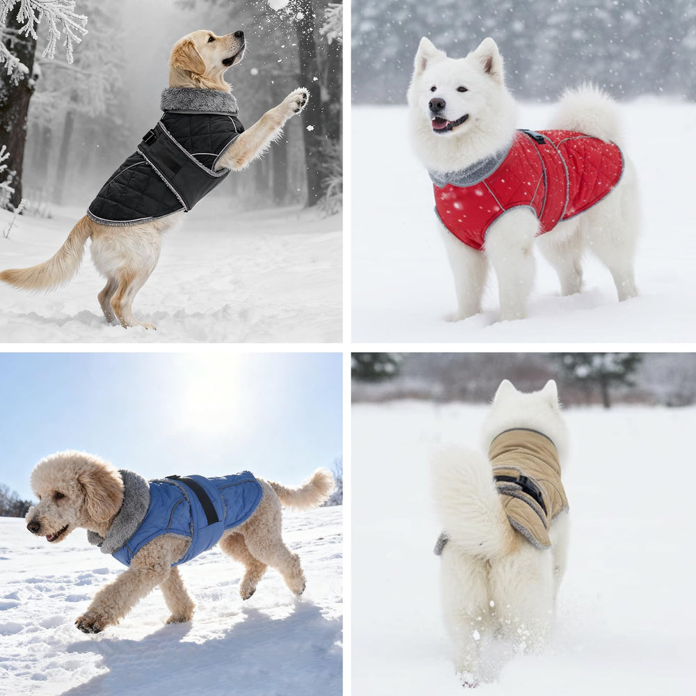 Yoochee dog coat plush faux fur high neck adds extra warmth