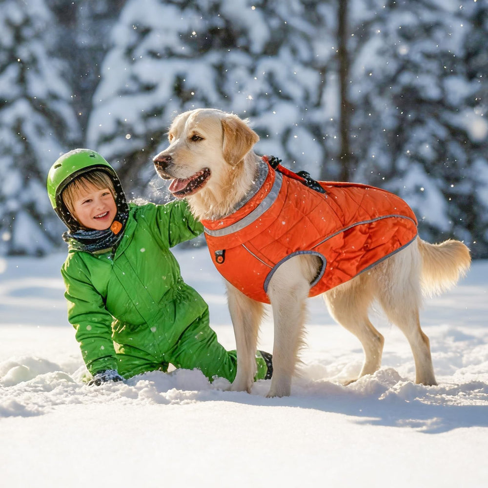 Yoochee dog coat waterproof fabric closeup shows durable outer shell.