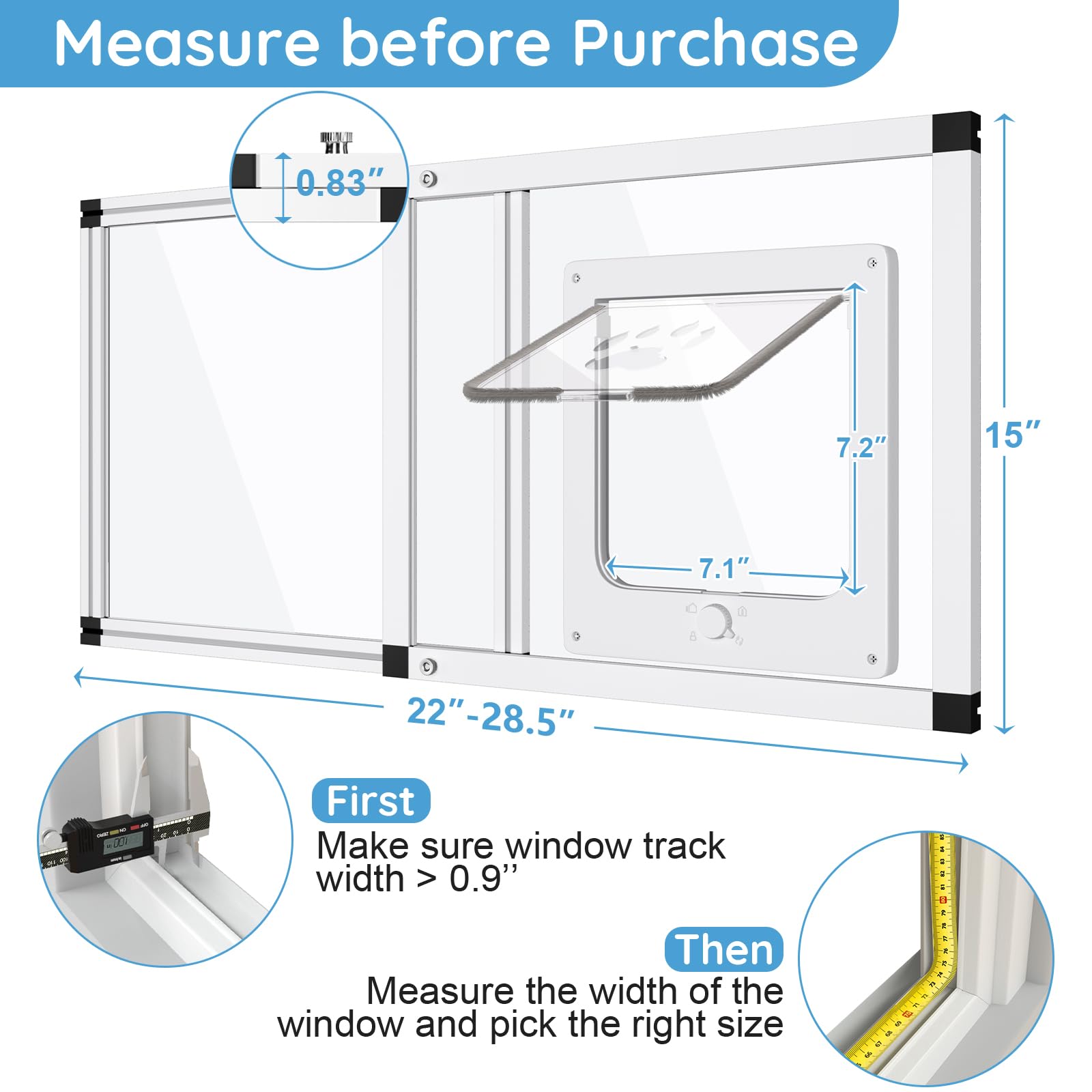 Yoochee Sliding Cat Door glass panel provides unobstructed outside view.