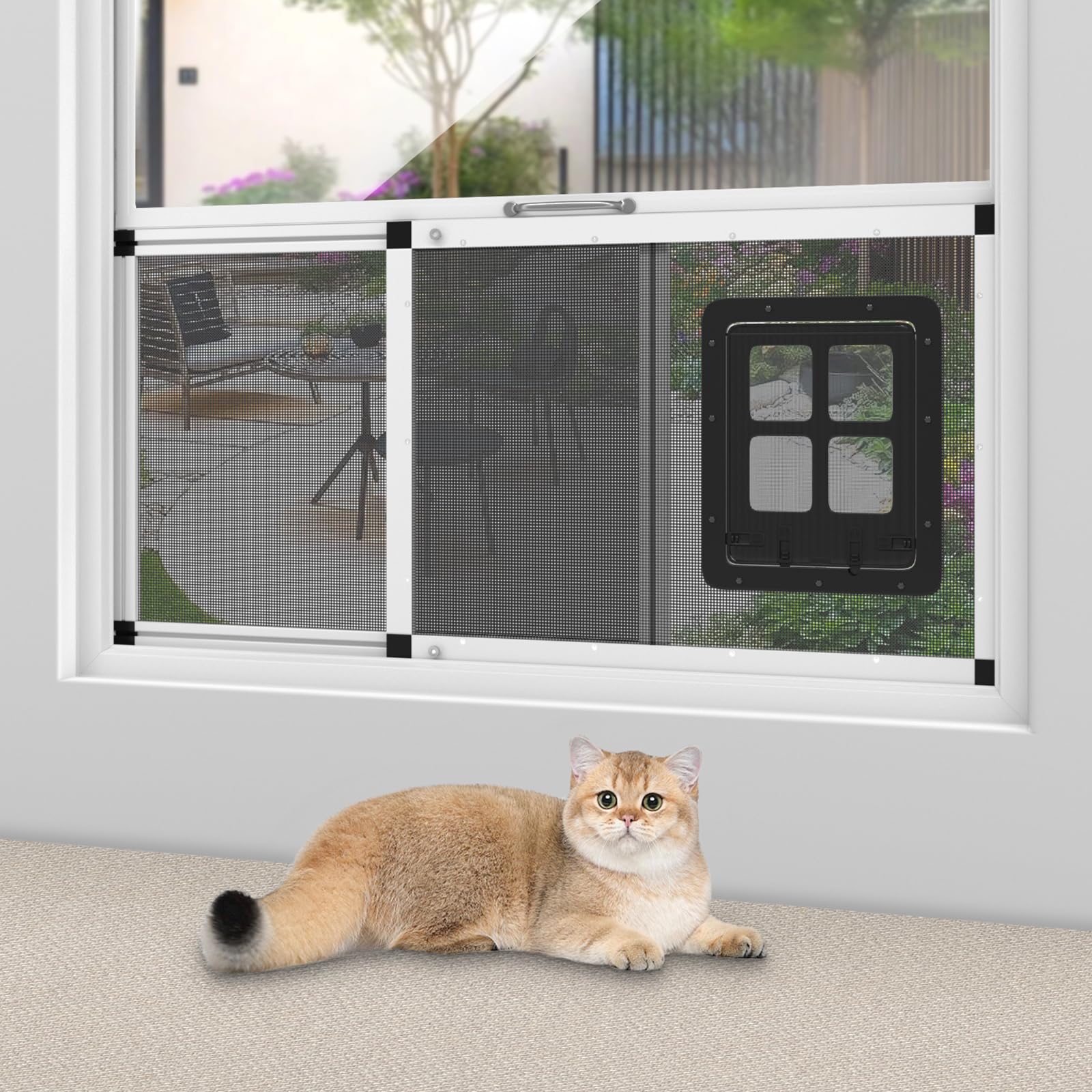Yoochee ventilated pet door window mesh with corrosion-resistant stainless steel screen.