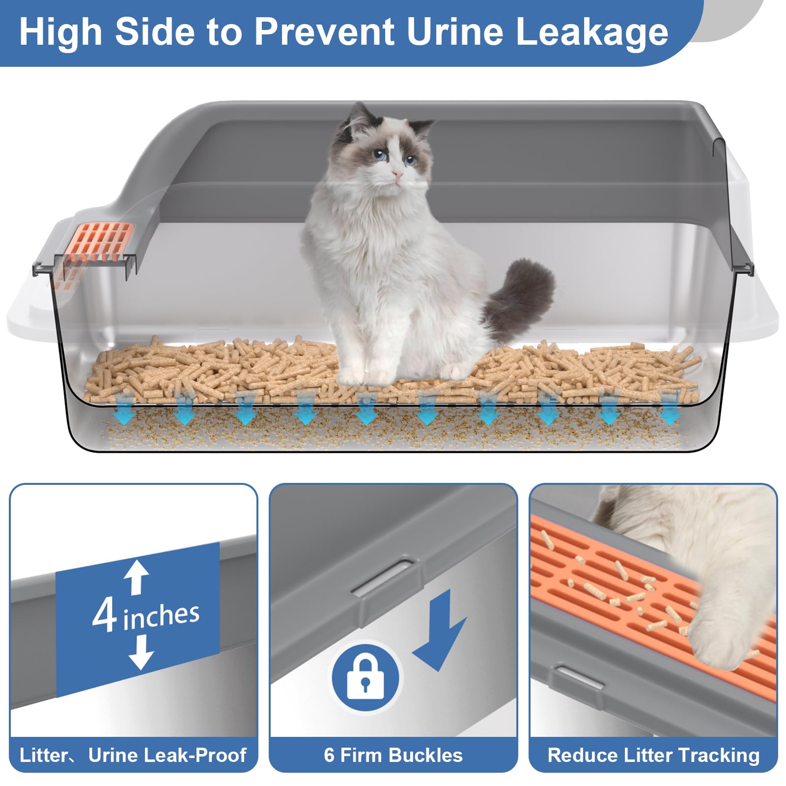 Yoochee-xl sifting litter box bottom pan shows large area for quick separation.