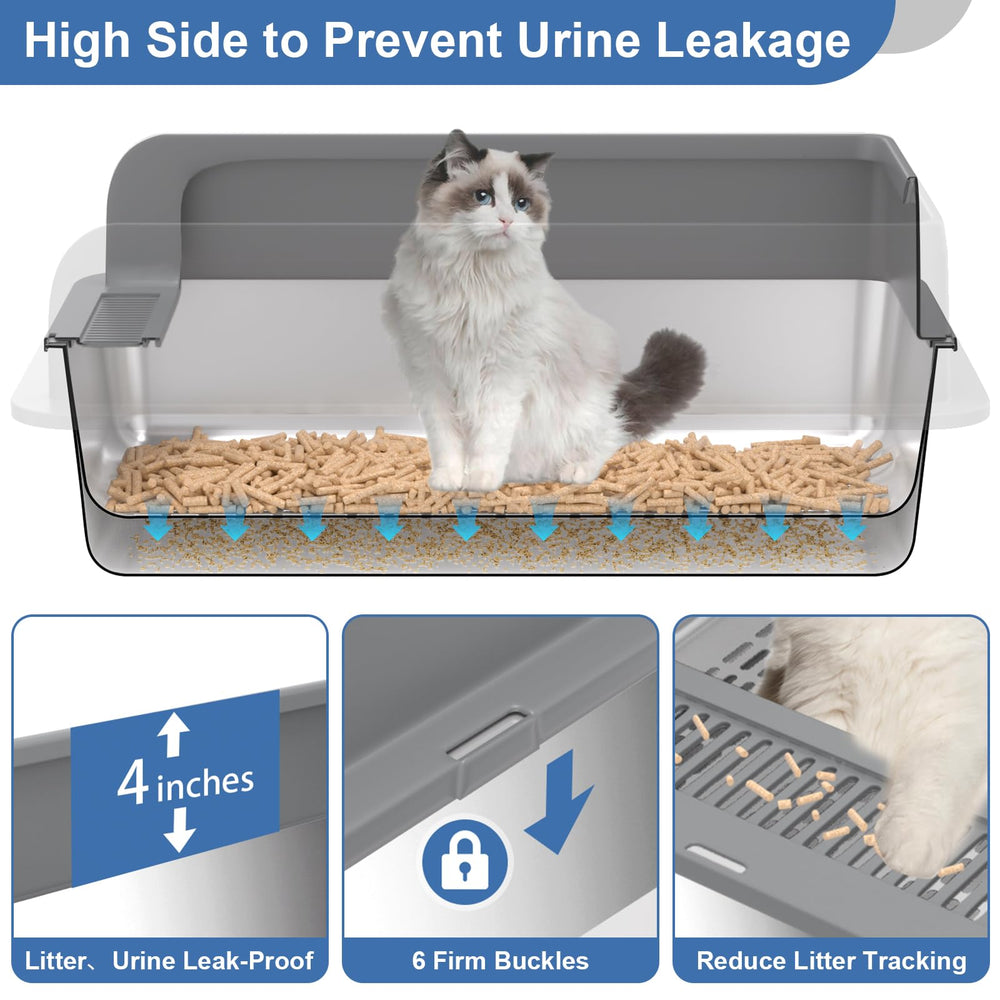Yoochee XXXL lid four inch height provides privacy and containment for cats.