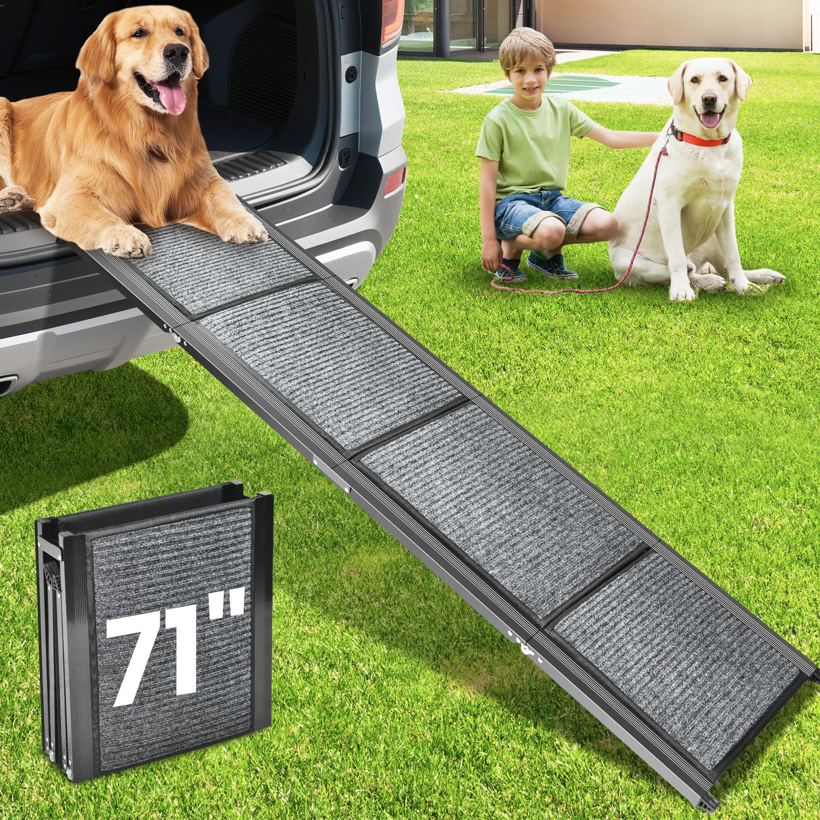 YOOKESEN dog ramp anti-slip fabric grips paws for safe loading