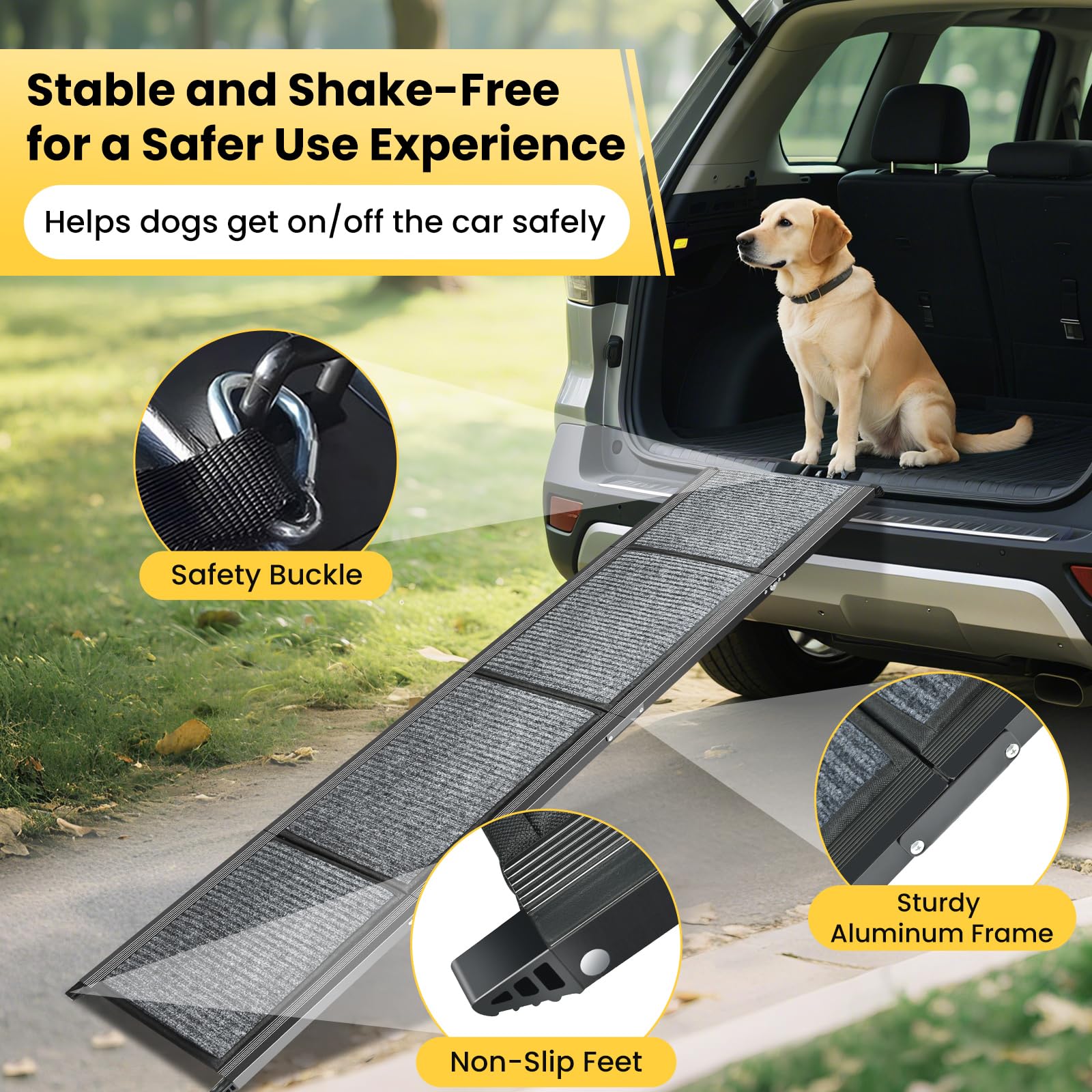 YOOKESEN dog ramp stability rubber feet stay steady on any surface