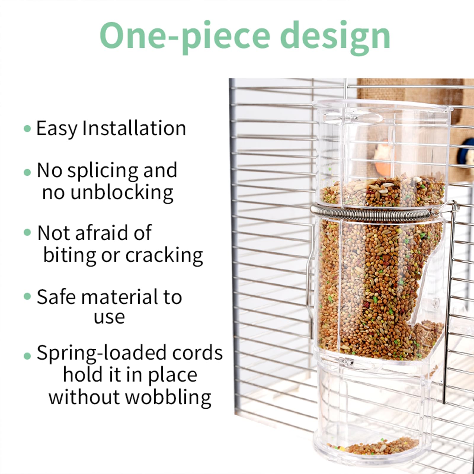 YOOSO WING Gravity Water Dispenser Spout shows easy, clean drinking for parrots.