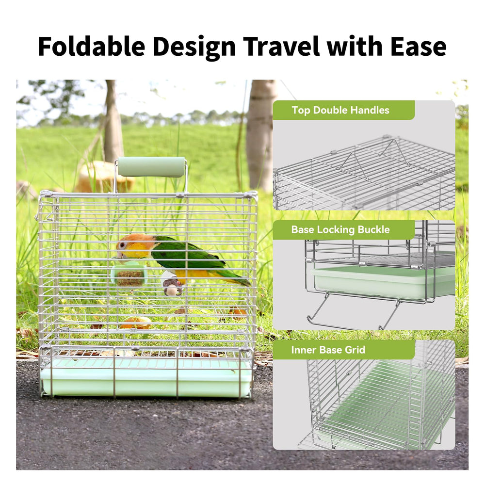 YOOSO WING wooden perches and feeding bowls enhance comfort during travel