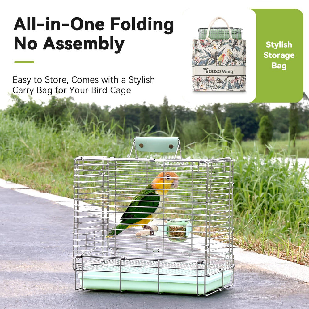 YOOSO WING safety-first green travel cage ideal for small birds