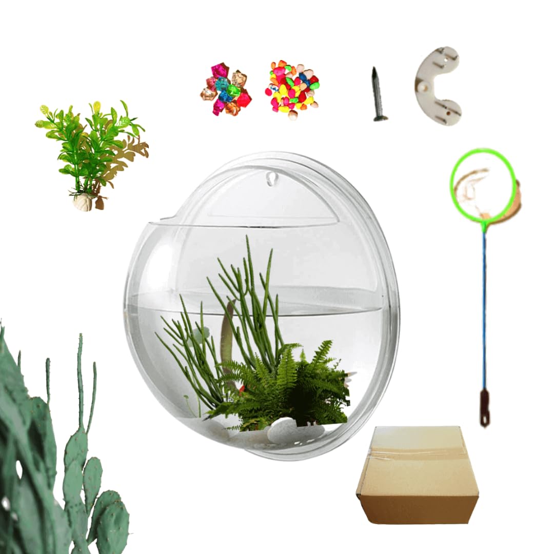 YOOYOO creative acrylic hanging fish tank front view with crystal-clear display