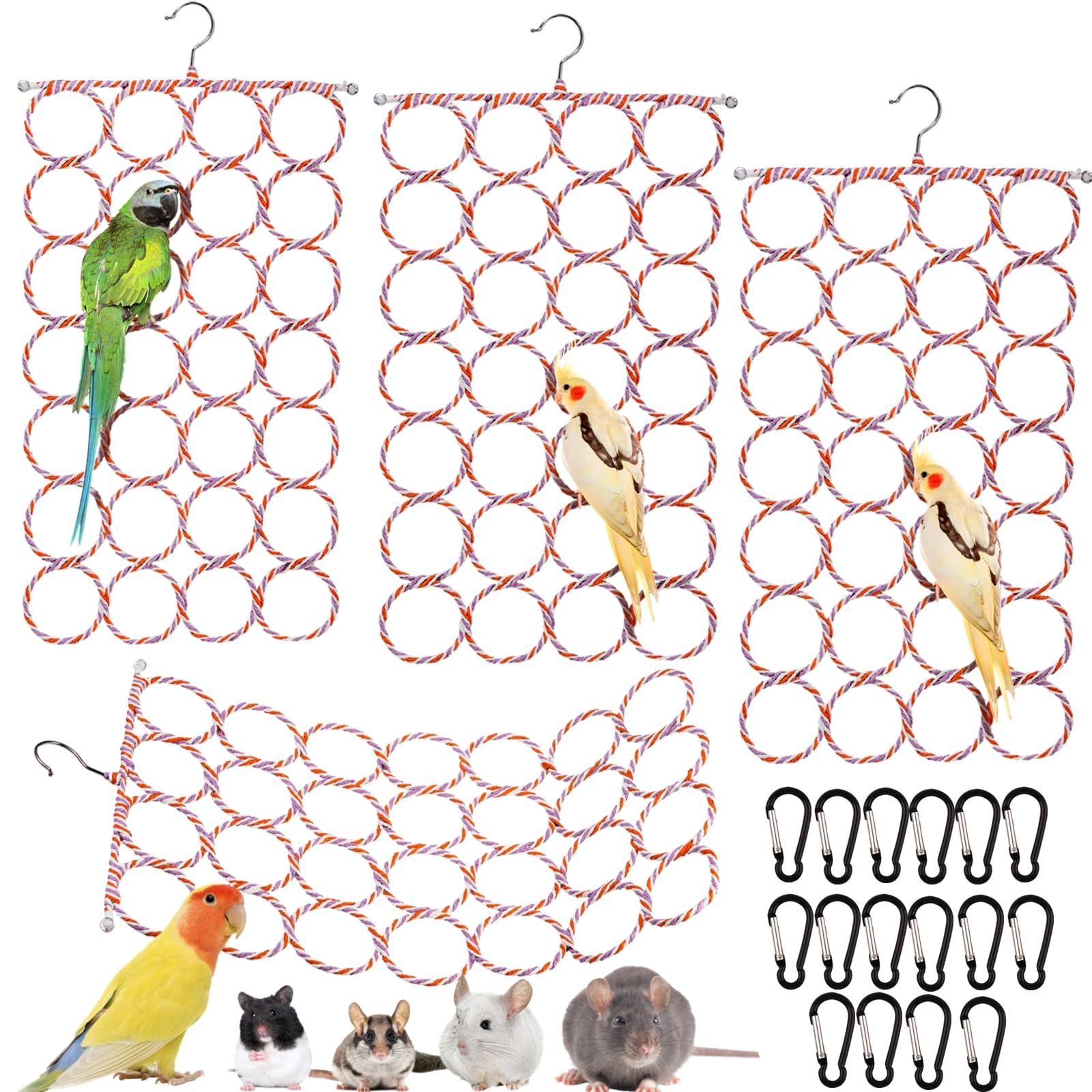 Yopay 4-pack parrot bird swing toys for cage enrichment and play