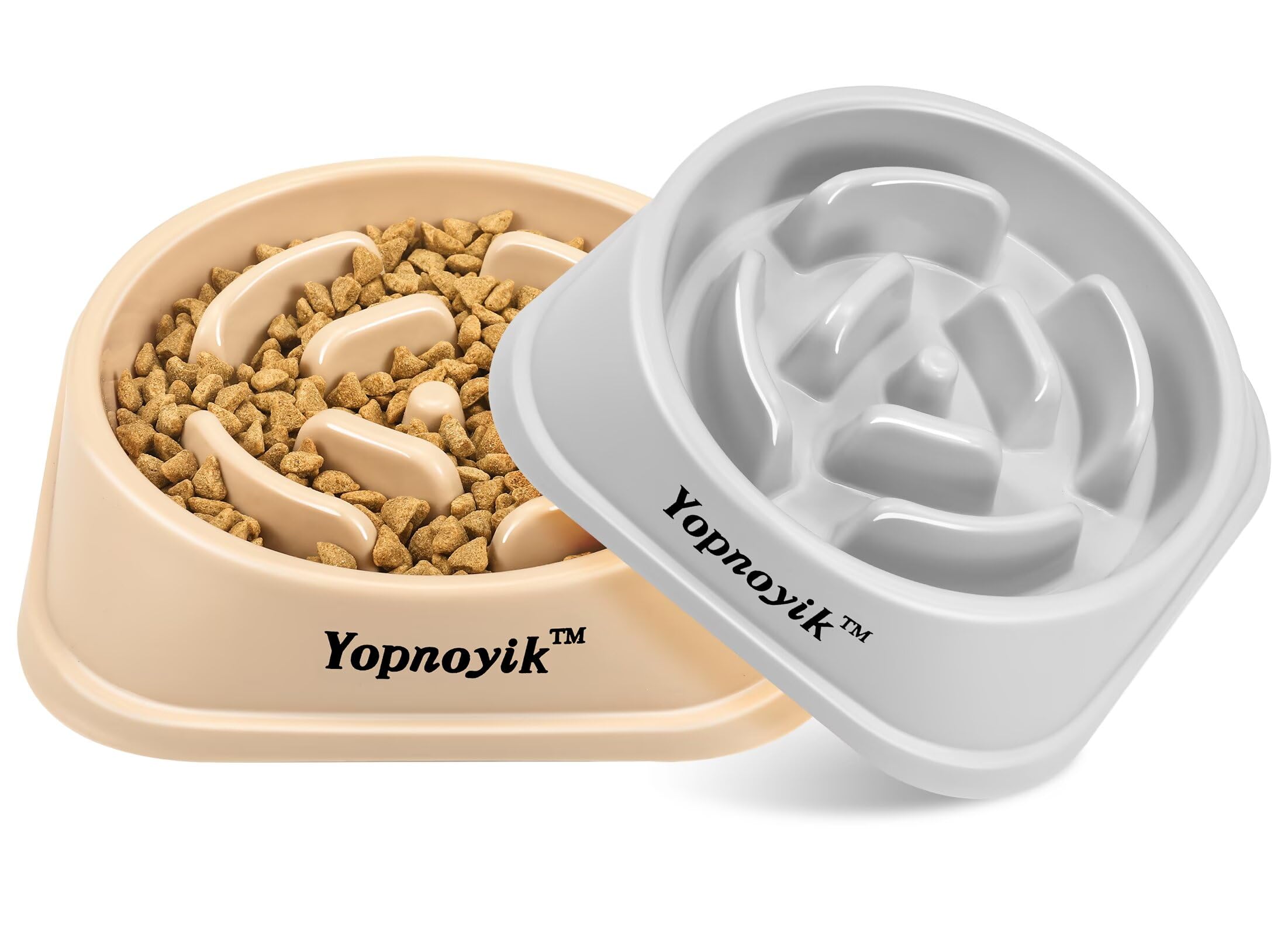 Yopnoyik two-pack slow feeder bowls reduce eating speed for large dogs