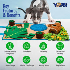 YOPSI Snuffle Mat large non-slip base keeps mat in place during play.