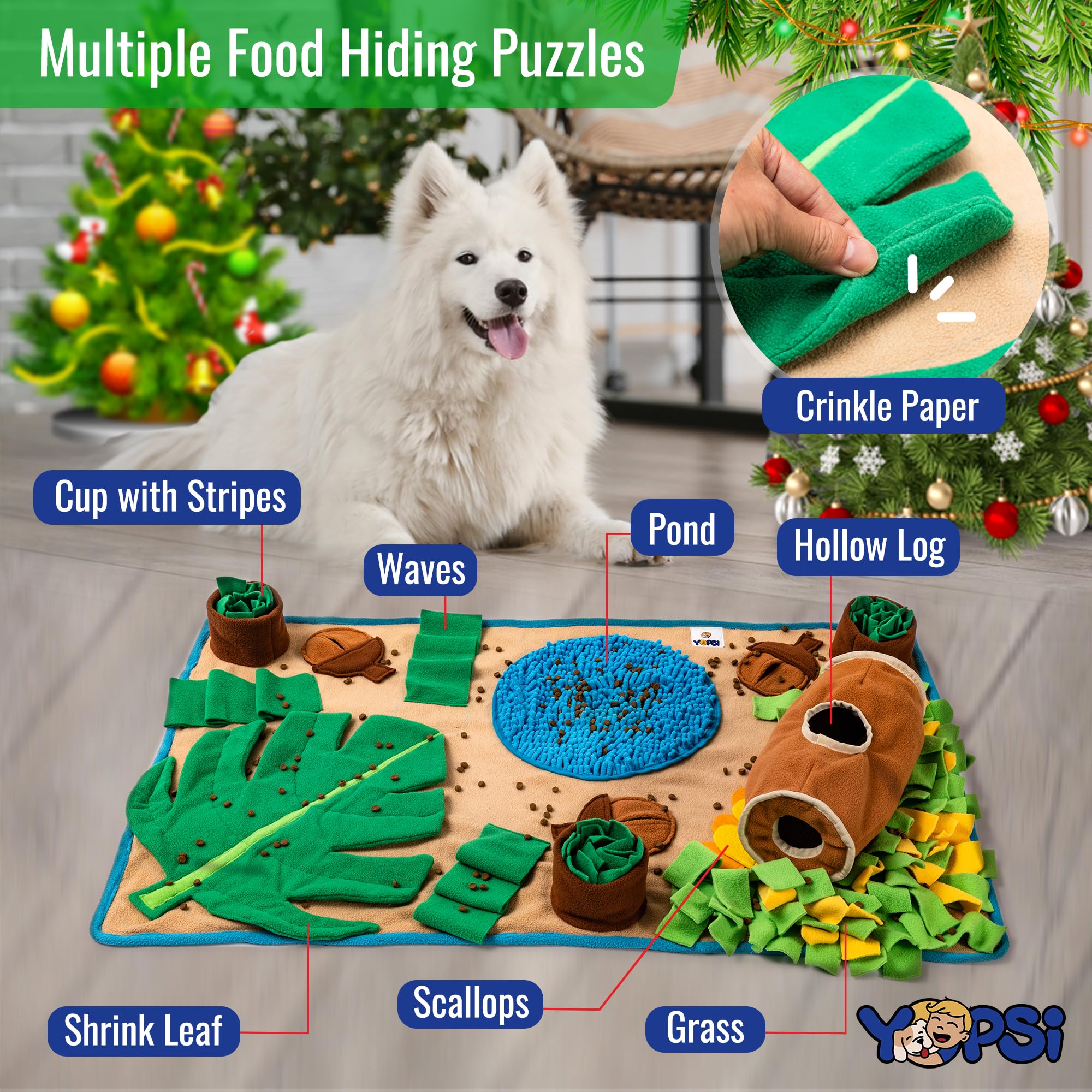 YOPSI Snuffle Mat large textured-foraging closeup supports varied puzzles and tactile exploration.