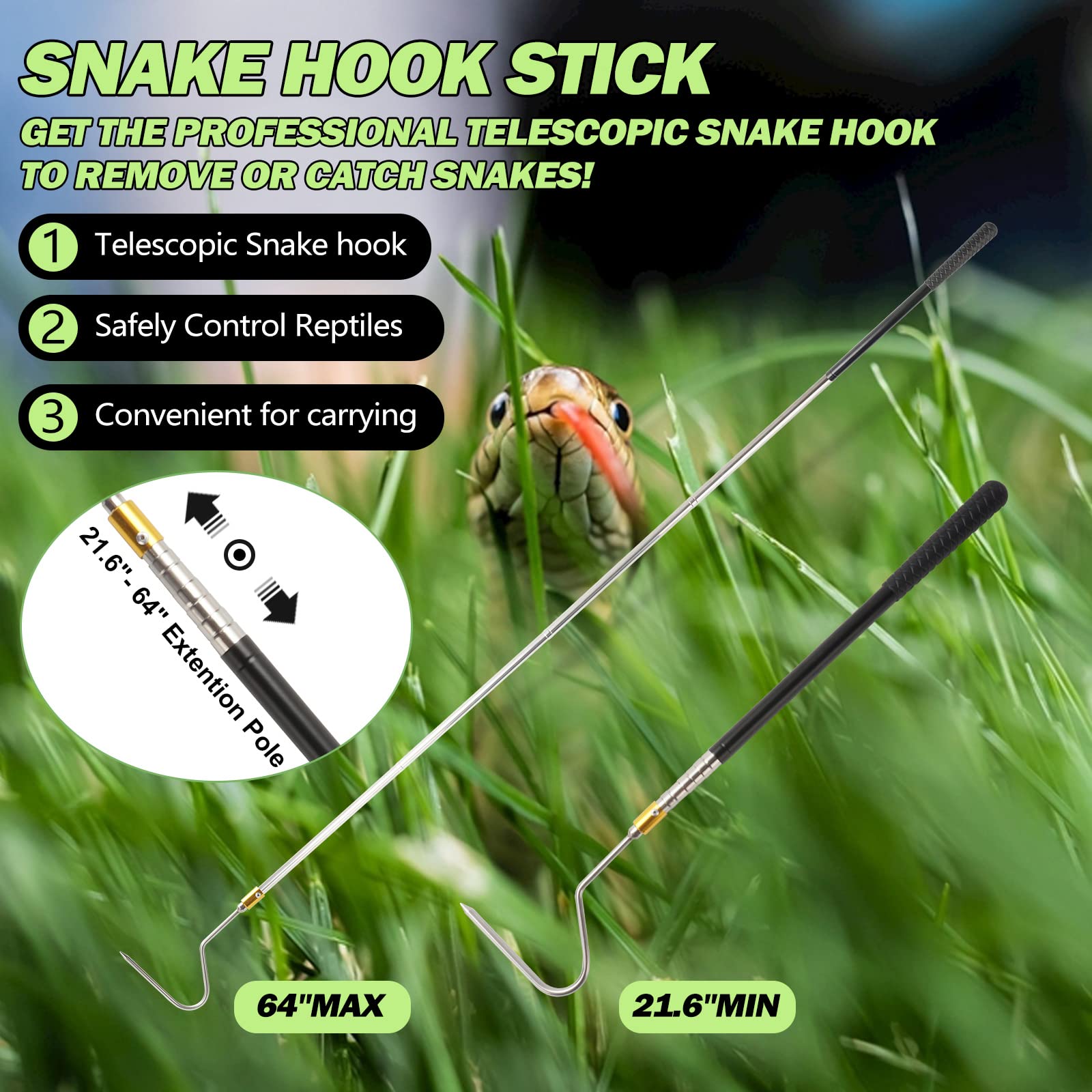 Yorikyas snake catcher soft rubber handle for comfortable grip during use.