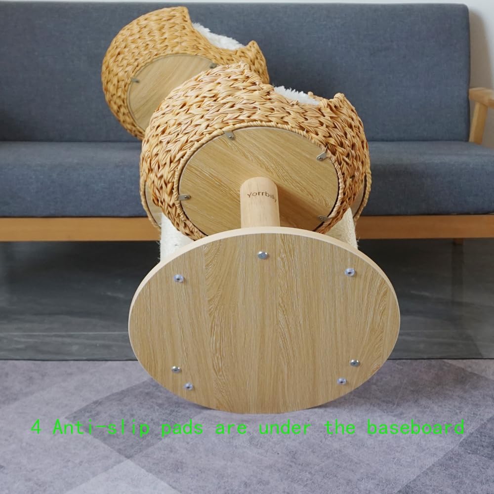 Yorrbily cat tree uses multi-layer unpainted boards for durability