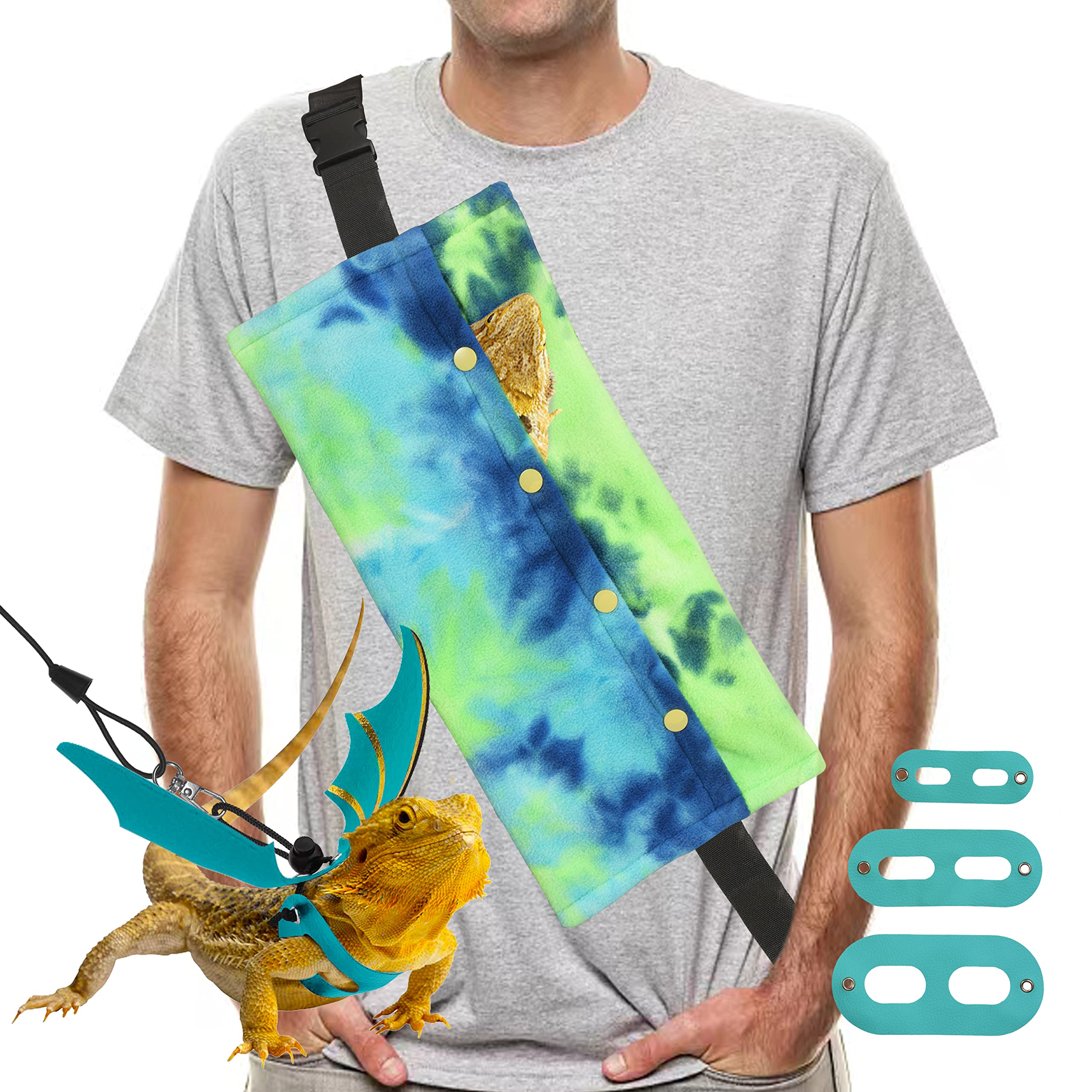 Yosadol bearded dragon leash with blue wings for safe, stylish outdoor walks