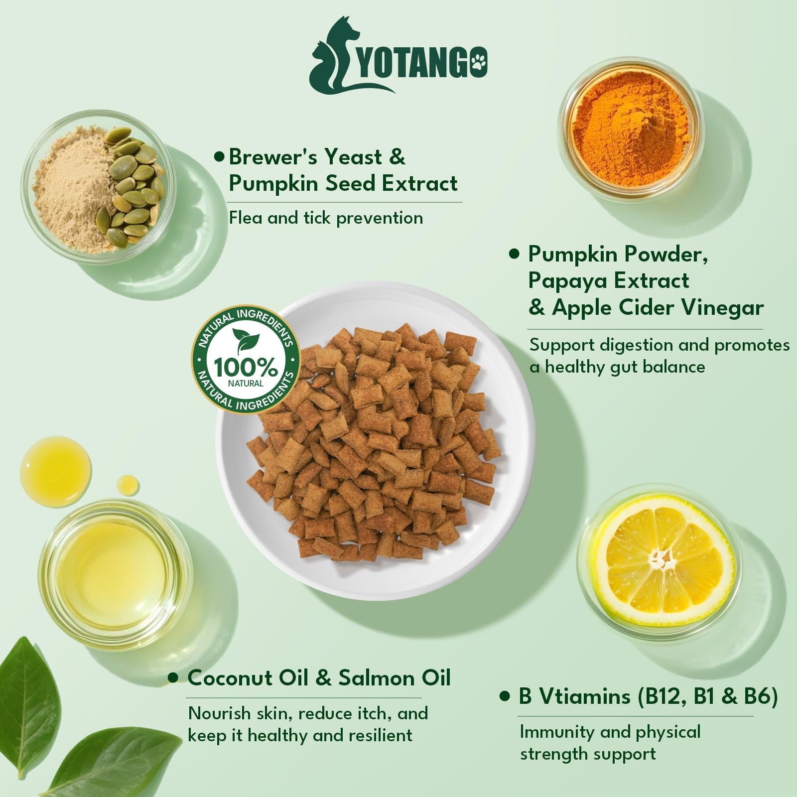 YOTANGO cat flea chews suitable for all ages, gentle daily care.